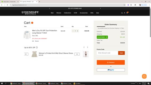 Legendary Whitetails checkout page showing Legendary Whitetails promo code box | Screenshot taken by SimplyCodes community member on Jul 9, 2025