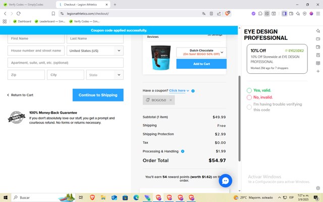 Legion Athletics checkout page showing Legion Athletics promo code box | Screenshot taken by SimplyCodes community member on Sep 3, 2025