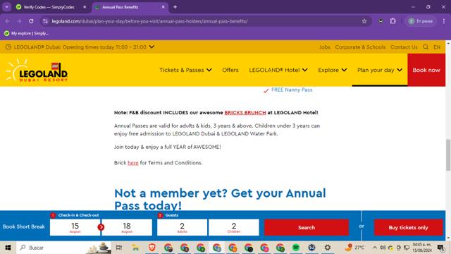 LEGOLAND California checkout page showing LEGOLAND California promo code box | Screenshot taken by SimplyCodes community member on Aug 15, 2024
