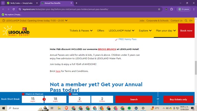 LEGOLAND California checkout page showing LEGOLAND California promo code box | Screenshot taken by SimplyCodes community member on Aug 15, 2024