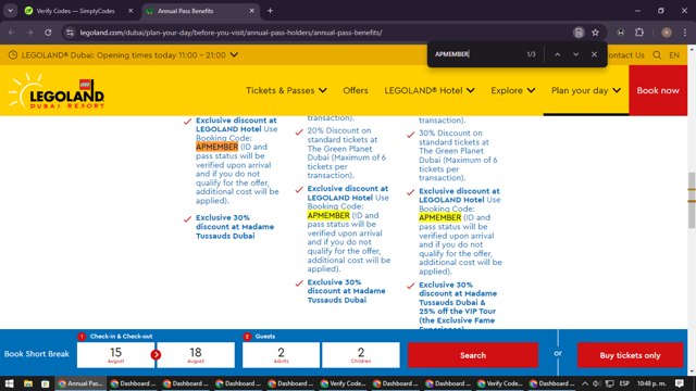 LEGOLAND California checkout page showing LEGOLAND California promo code box | Screenshot taken by SimplyCodes community member on Aug 15, 2024