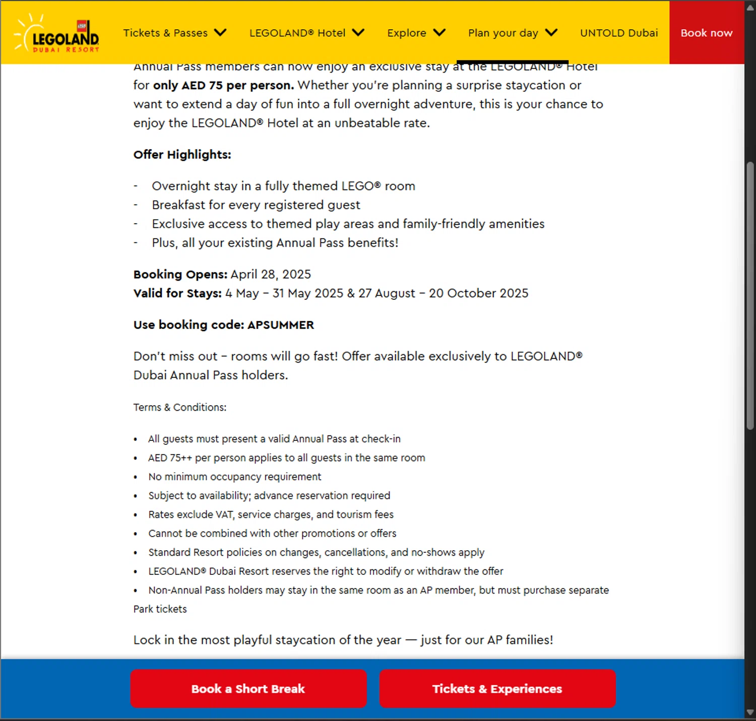 LEGOLAND California promo code screenshot showing code APSUMMER applied at LEGOLAND California checkout page. Uploaded by SimplyCodes community member PillarsofCreation on Nov 6, 2025