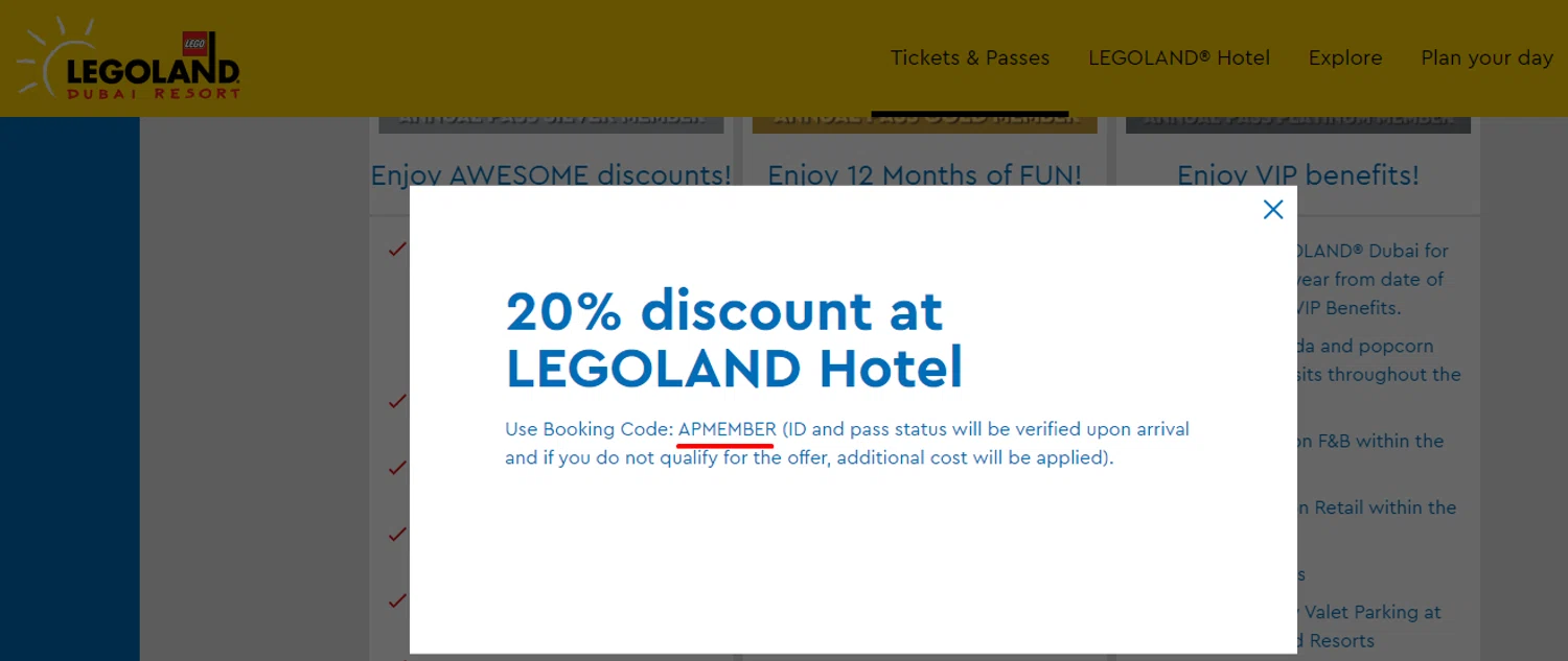 LEGOLAND California promo code screenshot showing code APMEMBER applied at LEGOLAND California checkout page. Uploaded by SimplyCodes community member RonaldAcunaJr on Feb 13, 2026