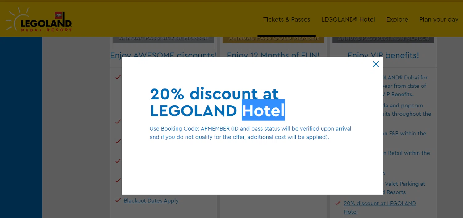 LEGOLAND California promo code screenshot showing code APMEMBER applied at LEGOLAND California checkout page. Uploaded by SimplyCodes community member RonaldAcunaJr on Feb 7, 2026