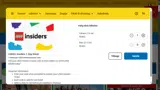 LEGOVIP coupon verification screenshot