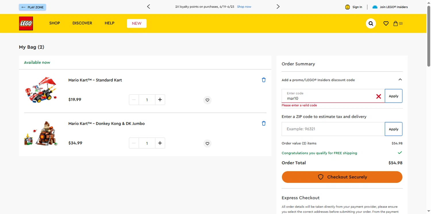 Verification screenshot for 10% Off Select Items at LEGO Shop US — 11mo ago