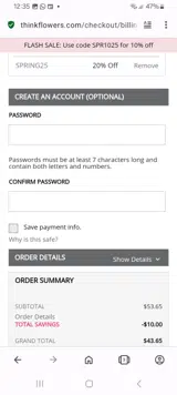 SPRING25 coupon verification screenshot