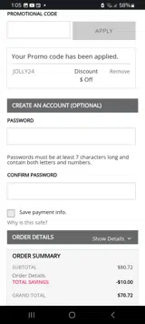 JOLLY24 coupon verification screenshot