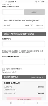 EAD25 coupon verification screenshot