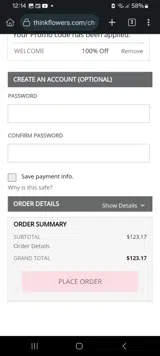 WELCOME coupon verification screenshot