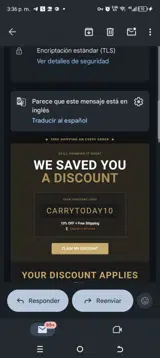 Leisure Carry coupon verification screenshot