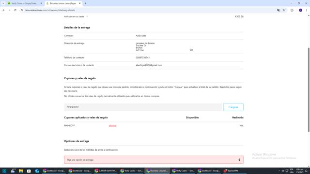 Leisure Lakes Bikes checkout page showing Leisure Lakes Bikes discount code box | Screenshot taken by SimplyCodes community member on May 1, 2025