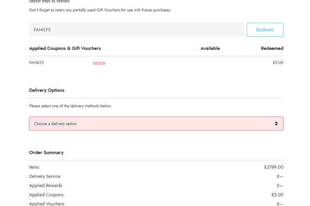 Leisure Lakes Bikes checkout page showing Leisure Lakes Bikes discount code box | Screenshot taken by SimplyCodes community member on Feb 23, 2025