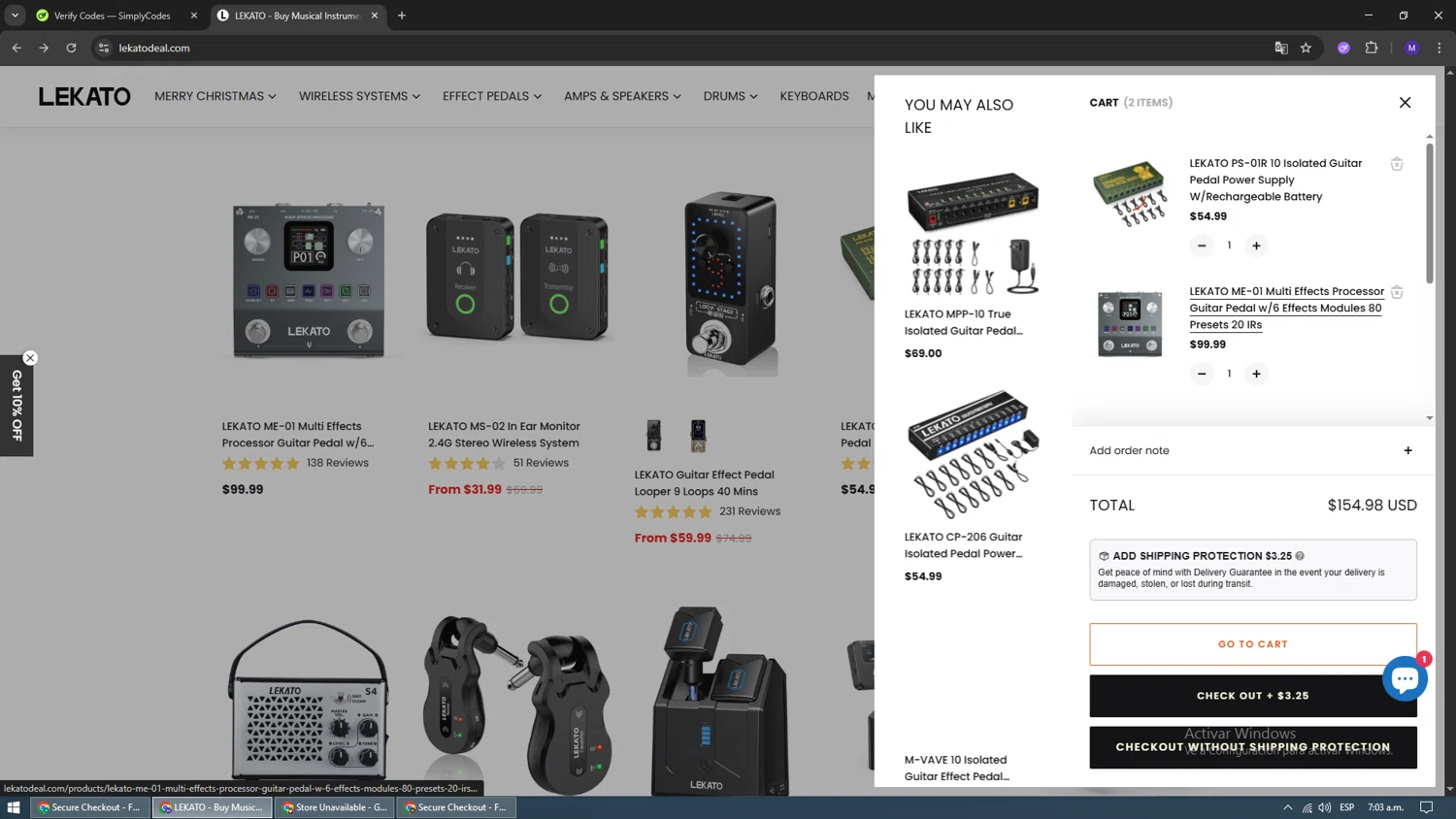 Lekato checkout page showing Lekato promo code box | Screenshot taken by SimplyCodes community member on Jan 7, 2026