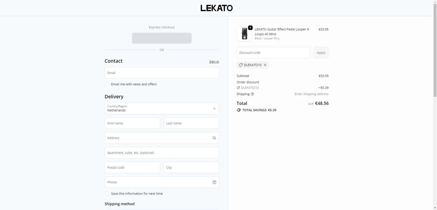 Lekato promo code screenshot showing code DLEKATO10 applied at Lekato checkout page. Uploaded by SimplyCodes community member ExtraordinaryShopper780 on Oct 18, 2025