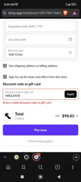 HBDLEKM coupon verification screenshot