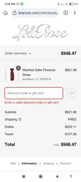 Extrafab20 coupon verification screenshot
