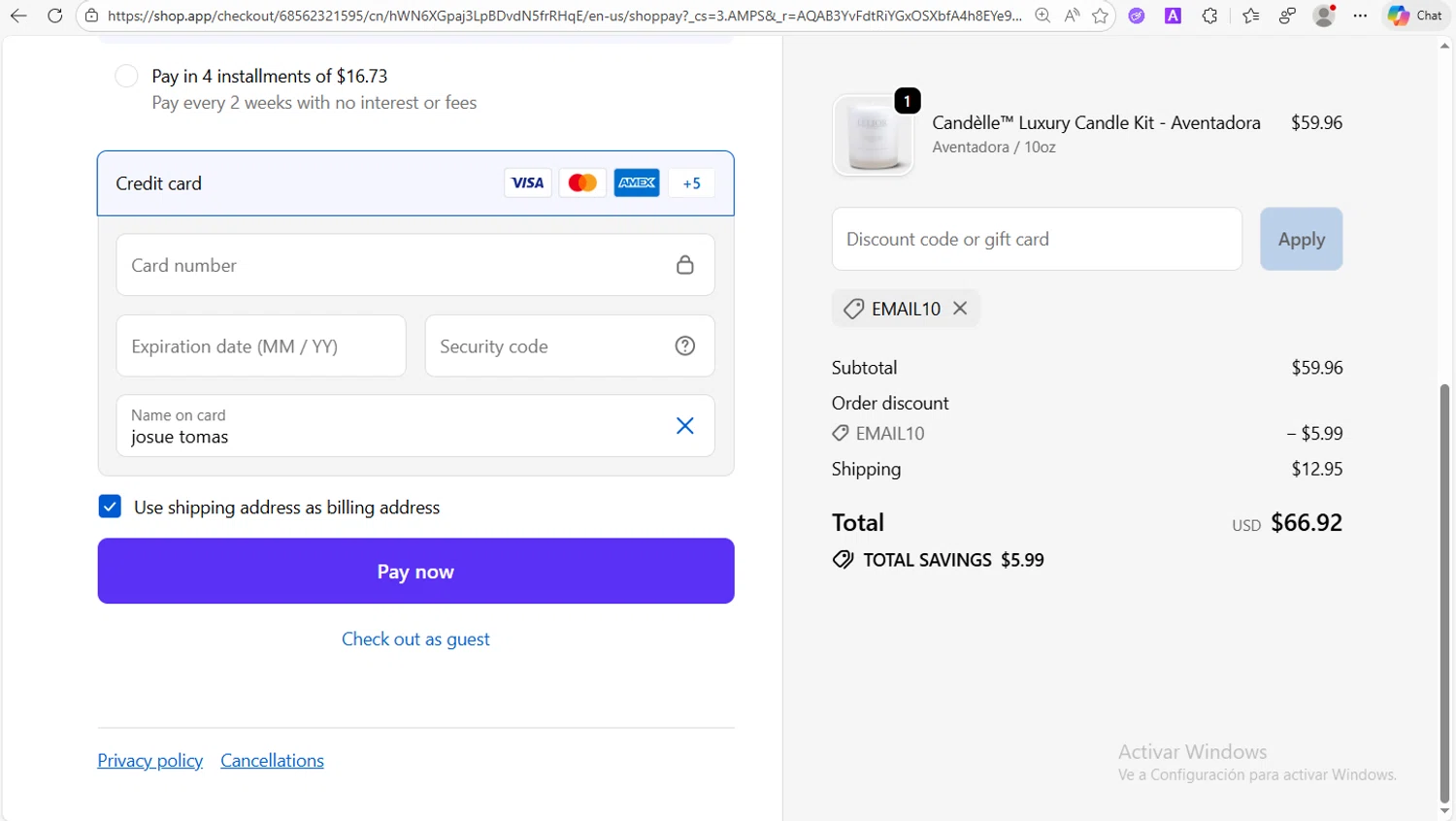 Lelior checkout page showing Lelior discount code box | Screenshot taken by SimplyCodes community member on Dec 17, 2025
