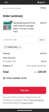 HONEYSALE coupon verification screenshot