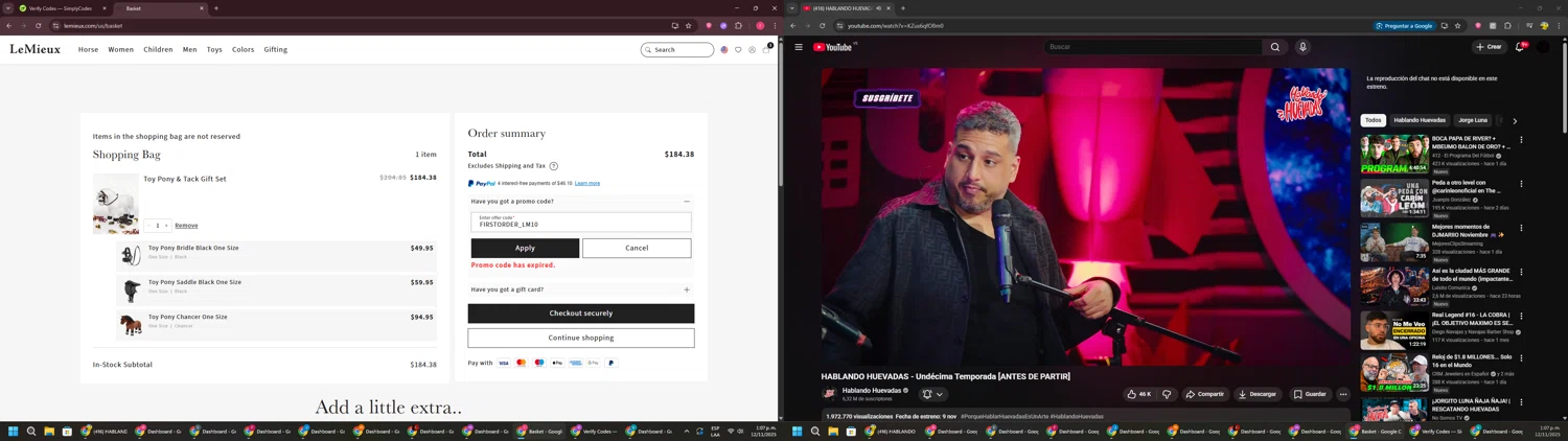 LeMieux USA promo code screenshot showing code FIRSTORDER_LM10 applied at LeMieux USA checkout page. Uploaded by SimplyCodes community member CouponSage7331 on Nov 12, 2025