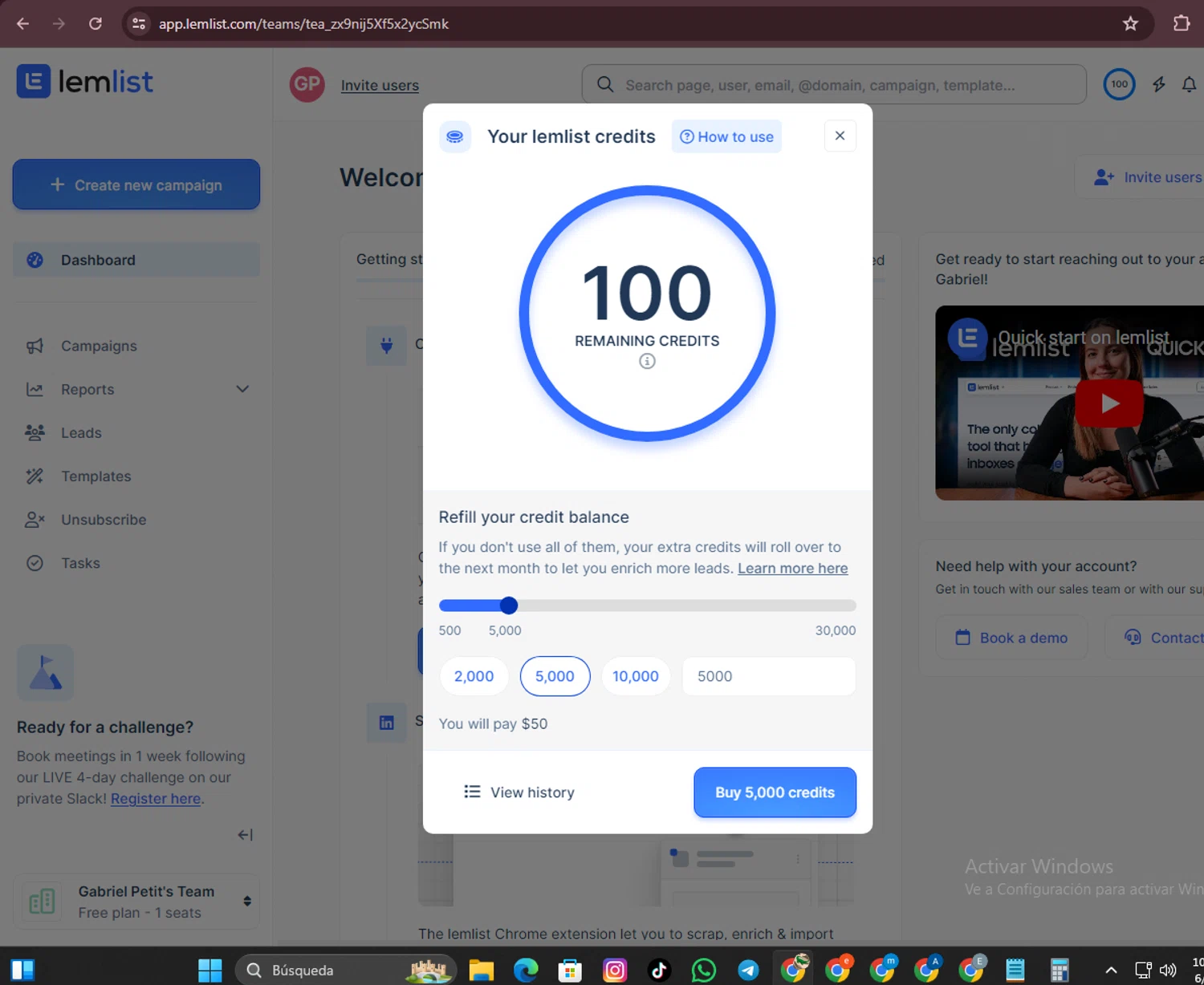 lemlist checkout page showing lemlist coupon code box | Screenshot taken by SimplyCodes community member on Jul 6, 2024