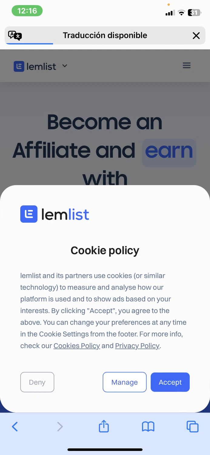 lemlist checkout page showing lemlist coupon code box | Screenshot taken by SimplyCodes community member on Jul 6, 2024