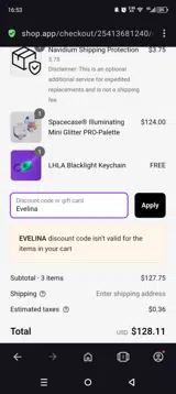 Evelina coupon verification screenshot