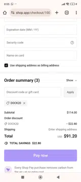 Lemon & Line coupon verification screenshot