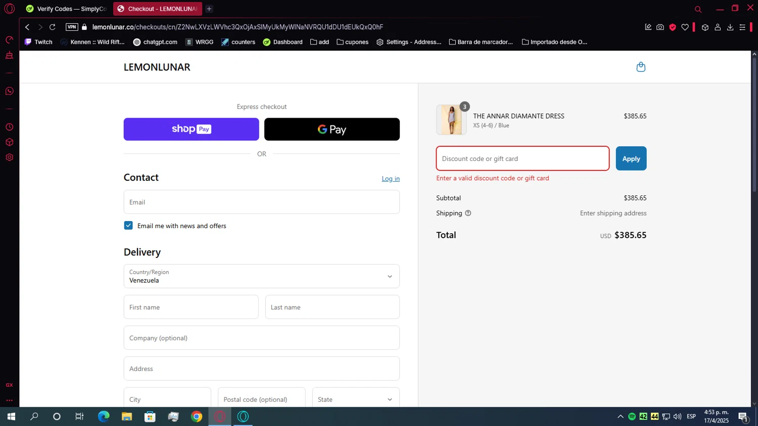 Lemon Lunar UK promo code screenshot showing code BOXINGDAY applied at Lemon Lunar UK checkout page. Uploaded by SimplyCodes community member Chukaflu on Apr 17, 2025