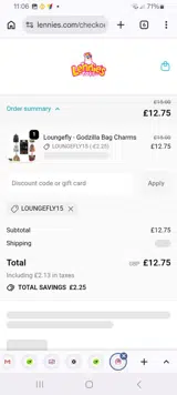 LOUNGEFLY15 coupon verification screenshot
