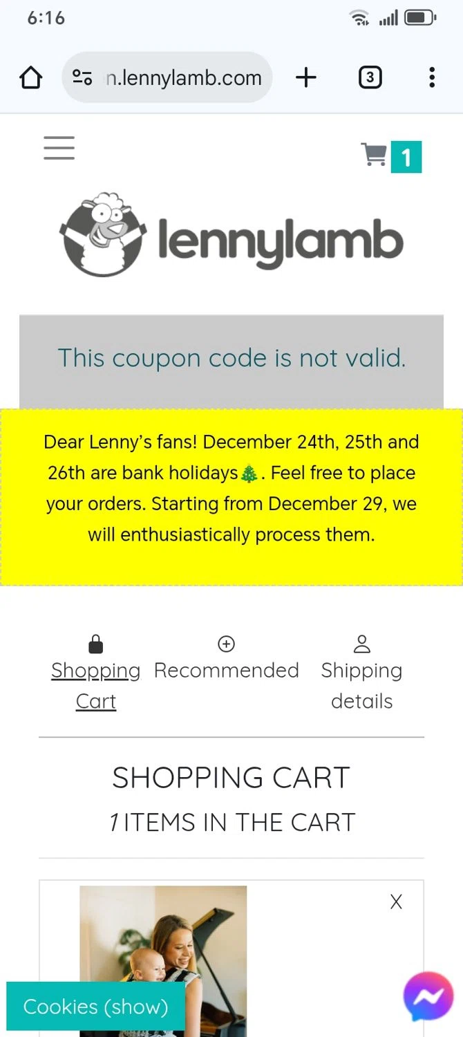 LennyLamb discount code screenshot showing code BF2025 applied at LennyLamb checkout page. Uploaded by SimplyCodes community member franksanchez on Dec 25, 2025