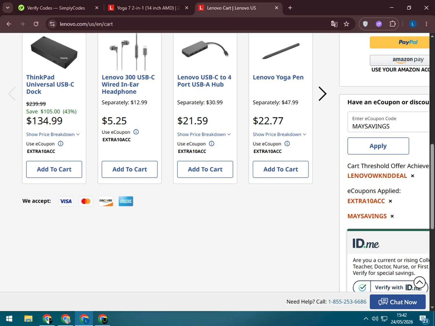 Verification screenshot for 31% Off Yoga 7 2 In 1 14 Amd at Lenovo — 10d ago