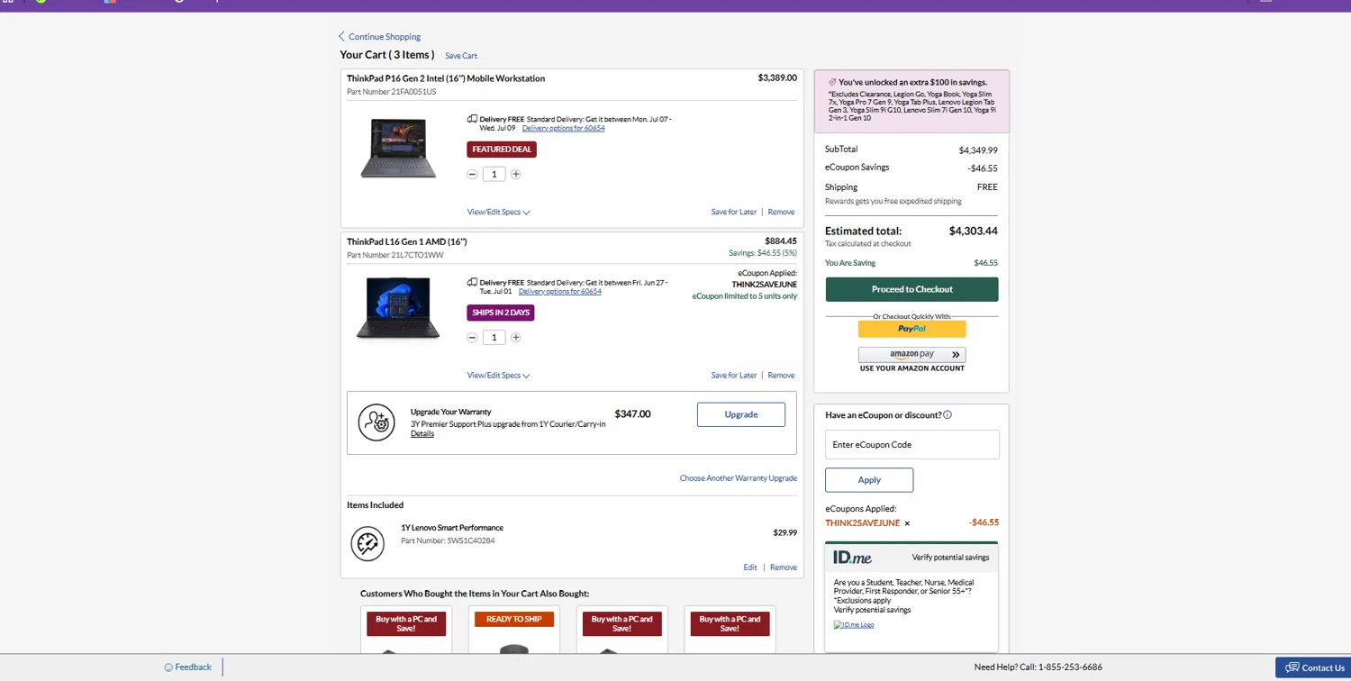 Verification screenshot for $50 Off Select Items at Lenovo — 11mo ago