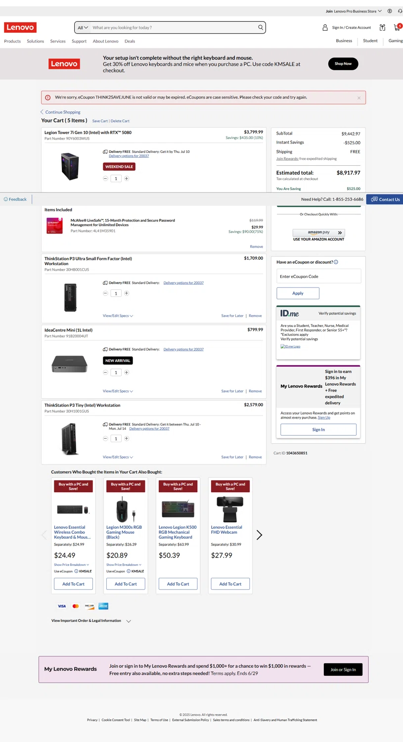 Verification screenshot for $50 Off Select Items at Lenovo — 11mo ago