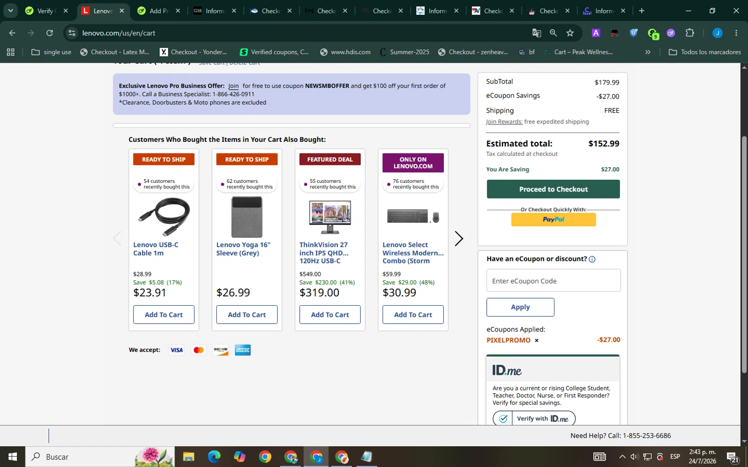 Verification screenshot for $27 Off Mobile Pixels Glance 16 Inch Lcd Portable Monitor at Lenovo - 10d ago