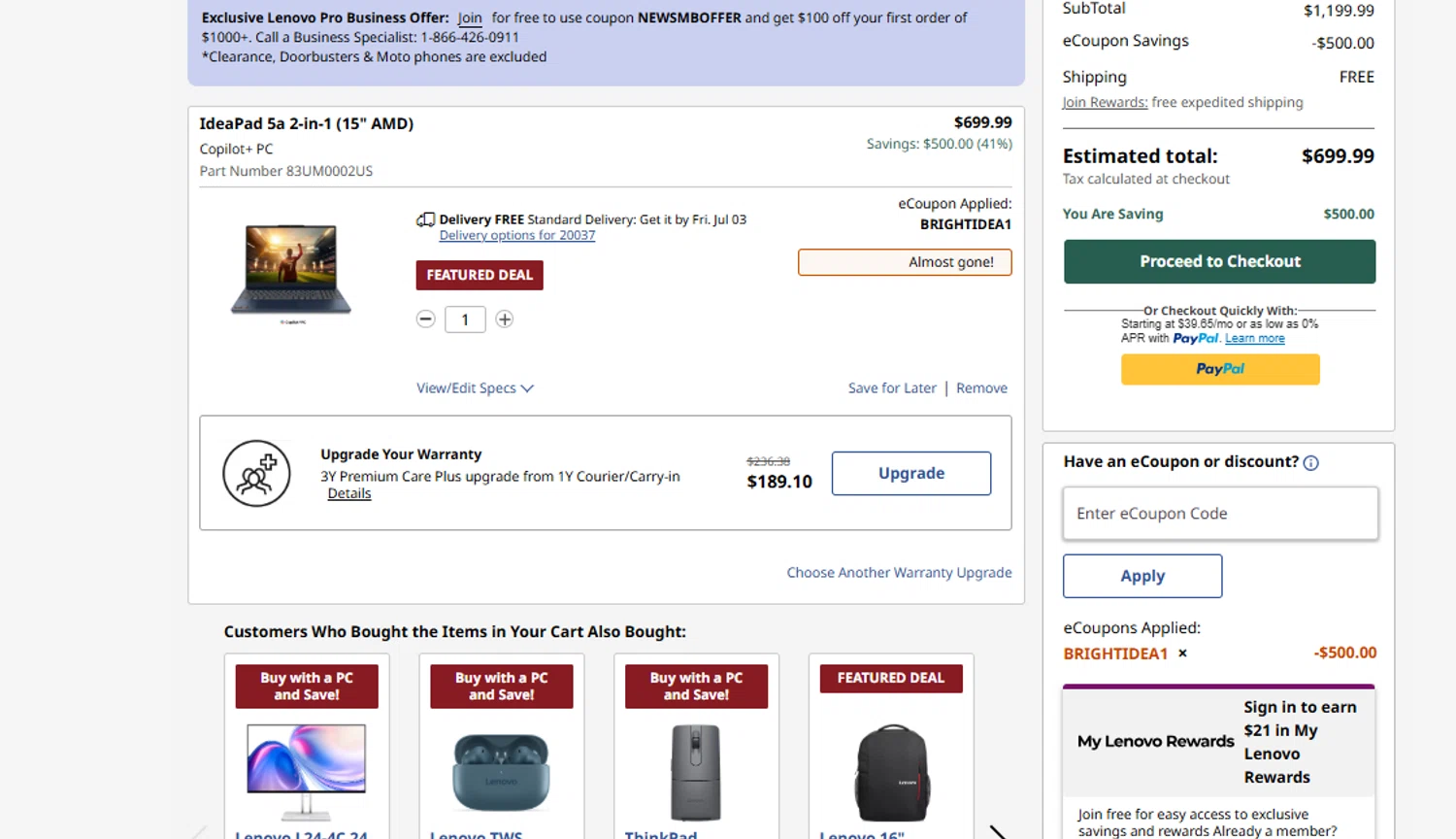 Verification screenshot for 41% Off Ideapad 5a 2 in 1 15 Amd at Lenovo - 14d ago