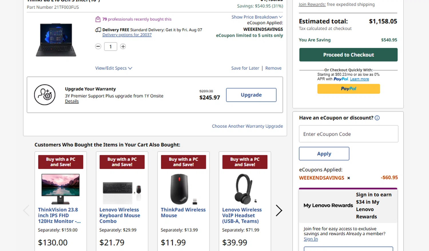 Verification screenshot for $40 Off Storewide at Lenovo - 2d ago
