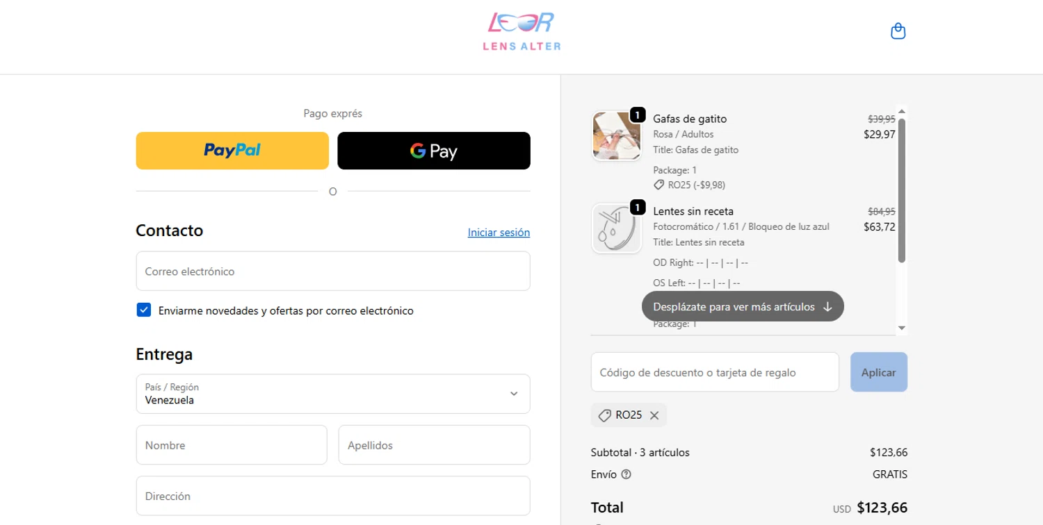 Lensalter discount code screenshot showing code Ro25 applied at Lensalter checkout page. Uploaded by SimplyCodes community member Acidwire on Oct 19, 2025