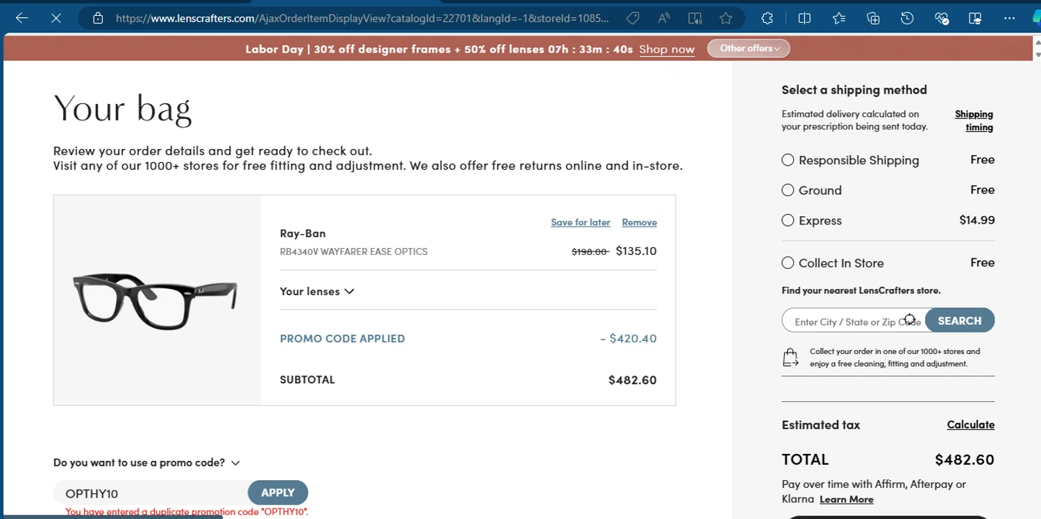 LensCrafters Promo Codes 10 Off November 2024
