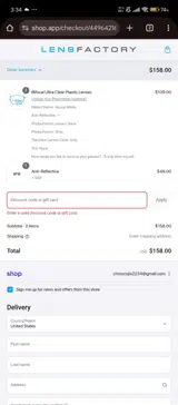 EYEHEALTH15 coupon verification screenshot
