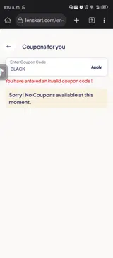 BLACK coupon verification screenshot