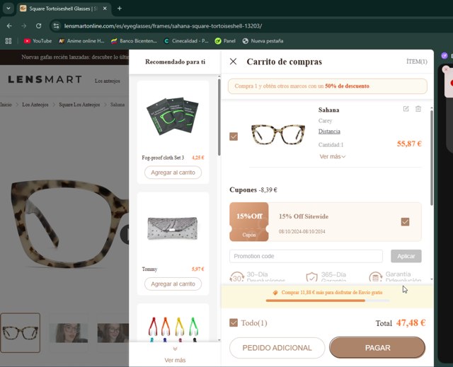 Lensmart Online checkout page showing Lensmart Online promo code box | Screenshot taken by SimplyCodes community member on Aug 28, 2025