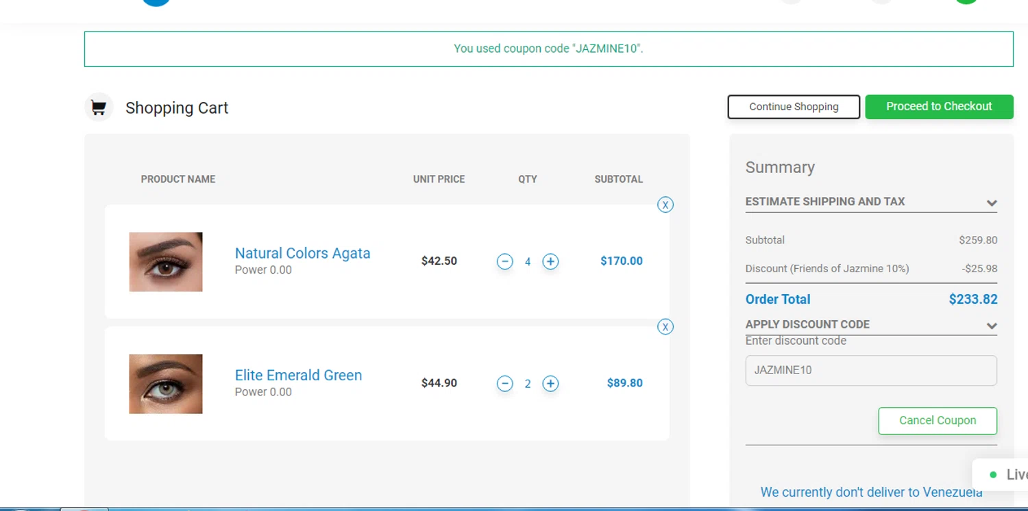 Lens.me discount code screenshot showing code JAZMINE10 applied at Lens.me checkout page. Uploaded by SimplyCodes community member yilmamalave on Jun 3, 2025