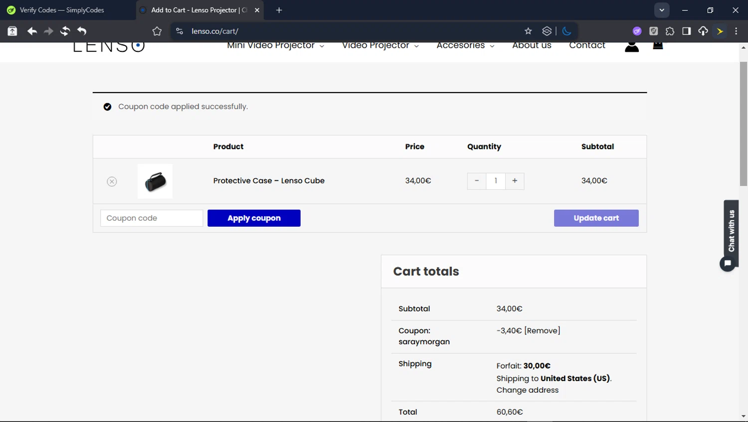 Lenso promo code screenshot showing code saraymorgan applied at Lenso checkout page. Uploaded by SimplyCodes community member userrandon on Feb 11, 2026