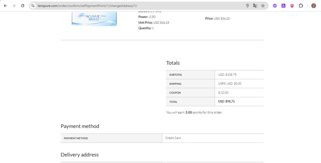 LensPure checkout page showing LensPure coupon code box | Screenshot taken by SimplyCodes community member on Jul 2, 2025
