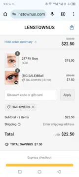 Halloween coupon verification screenshot