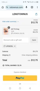 Lifewcel coupon verification screenshot