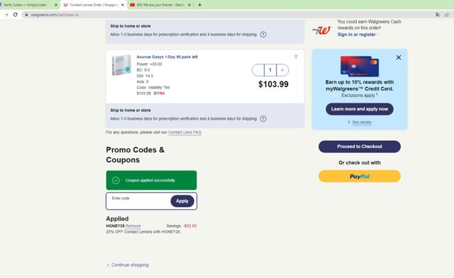 Lens World checkout page showing Lens World promo code box | Screenshot taken by SimplyCodes community member on Apr 23, 2023