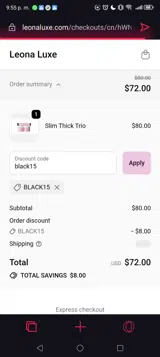 black15 coupon verification screenshot