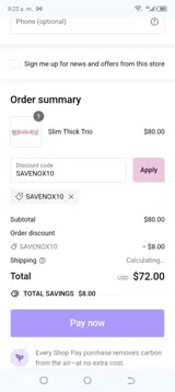 SAVENOX10 coupon verification screenshot